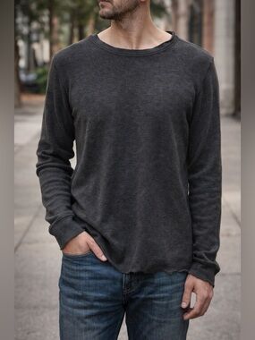 LULULEMON Dark or Light Grey Reversible Unisex Cotton Blend Long Sleeve Shirt